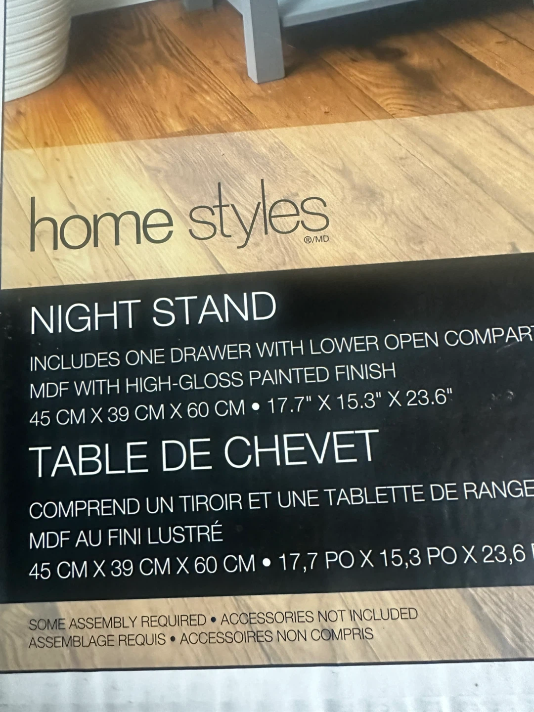 Home Styles Grey Night Stand with Drawer - photo 3