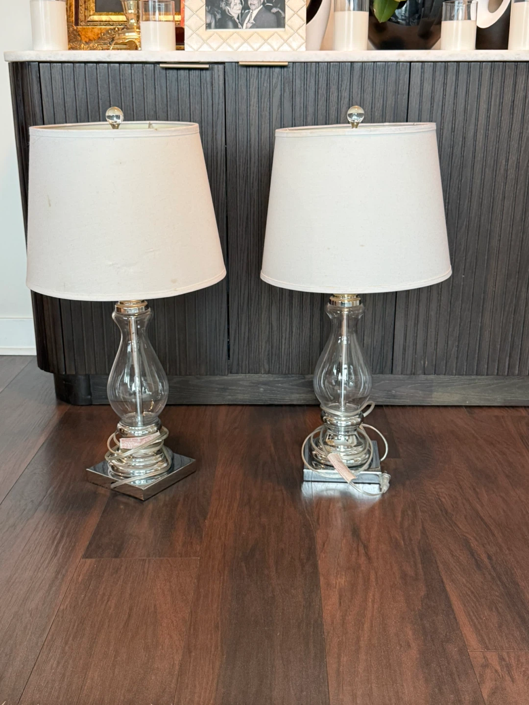 2 large glass table lamps - FREE