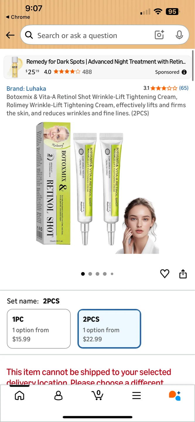 Luhaka Retinol Shot Wrinkle-Lift Tightening Cream - 2 Pack