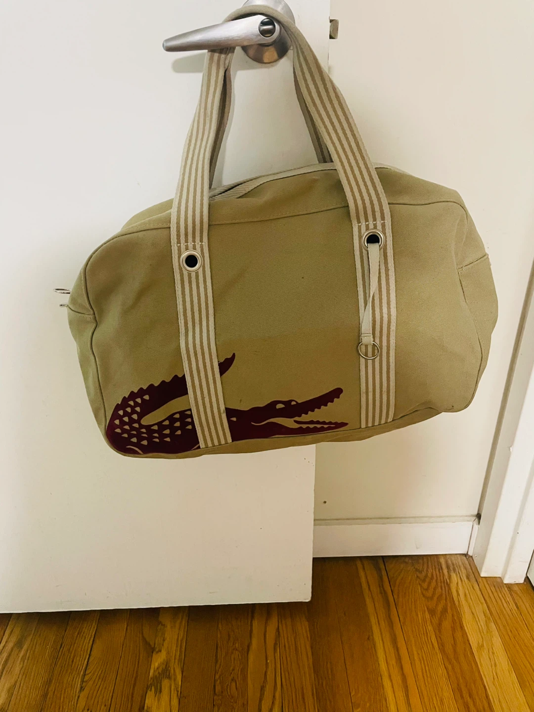 Lacoste Khaki Duffle Bag with Crocodile Logo