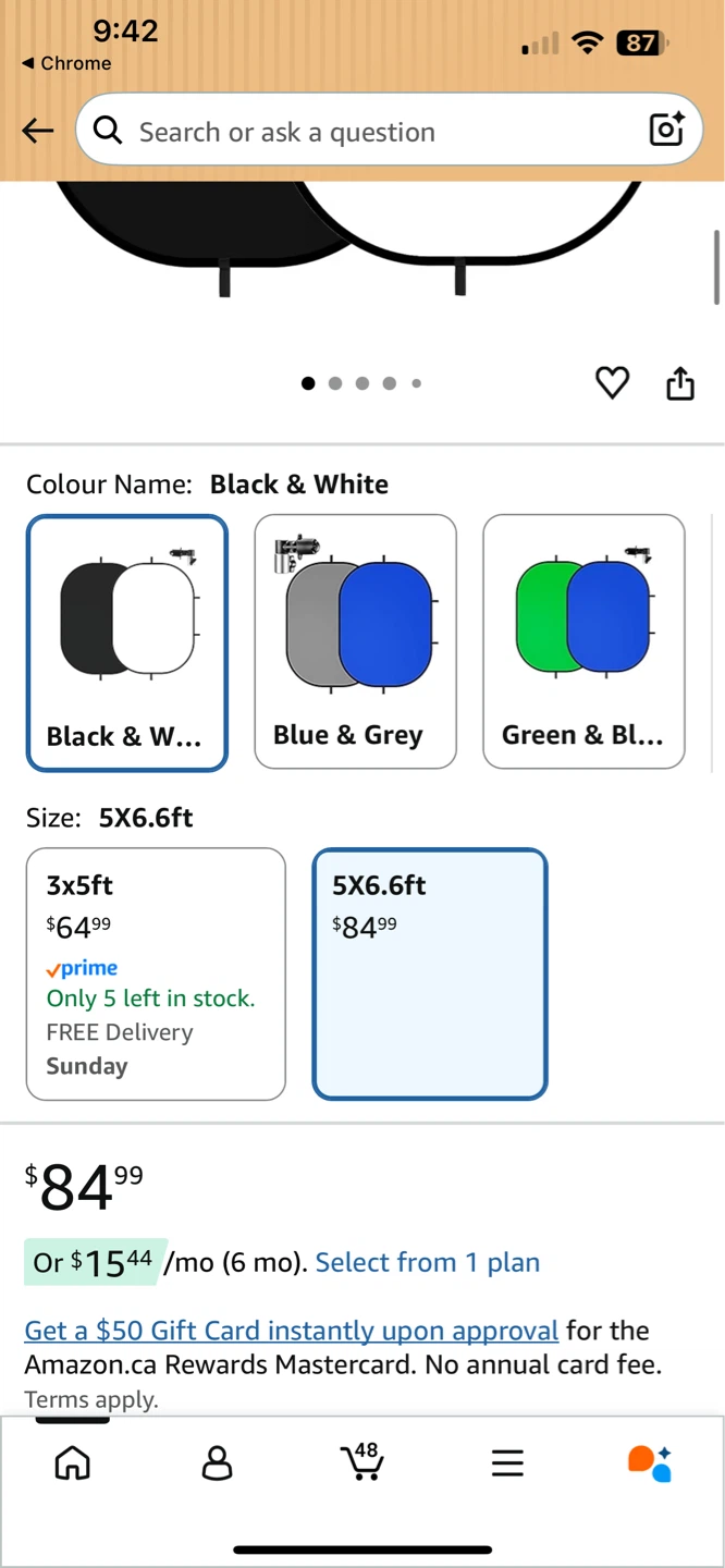 Selens 5x6.6ft Black & White Collapsible Backdrop - photo 2
