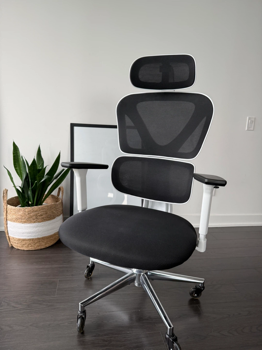Ergonomic Office Chair - White and Black Mesh