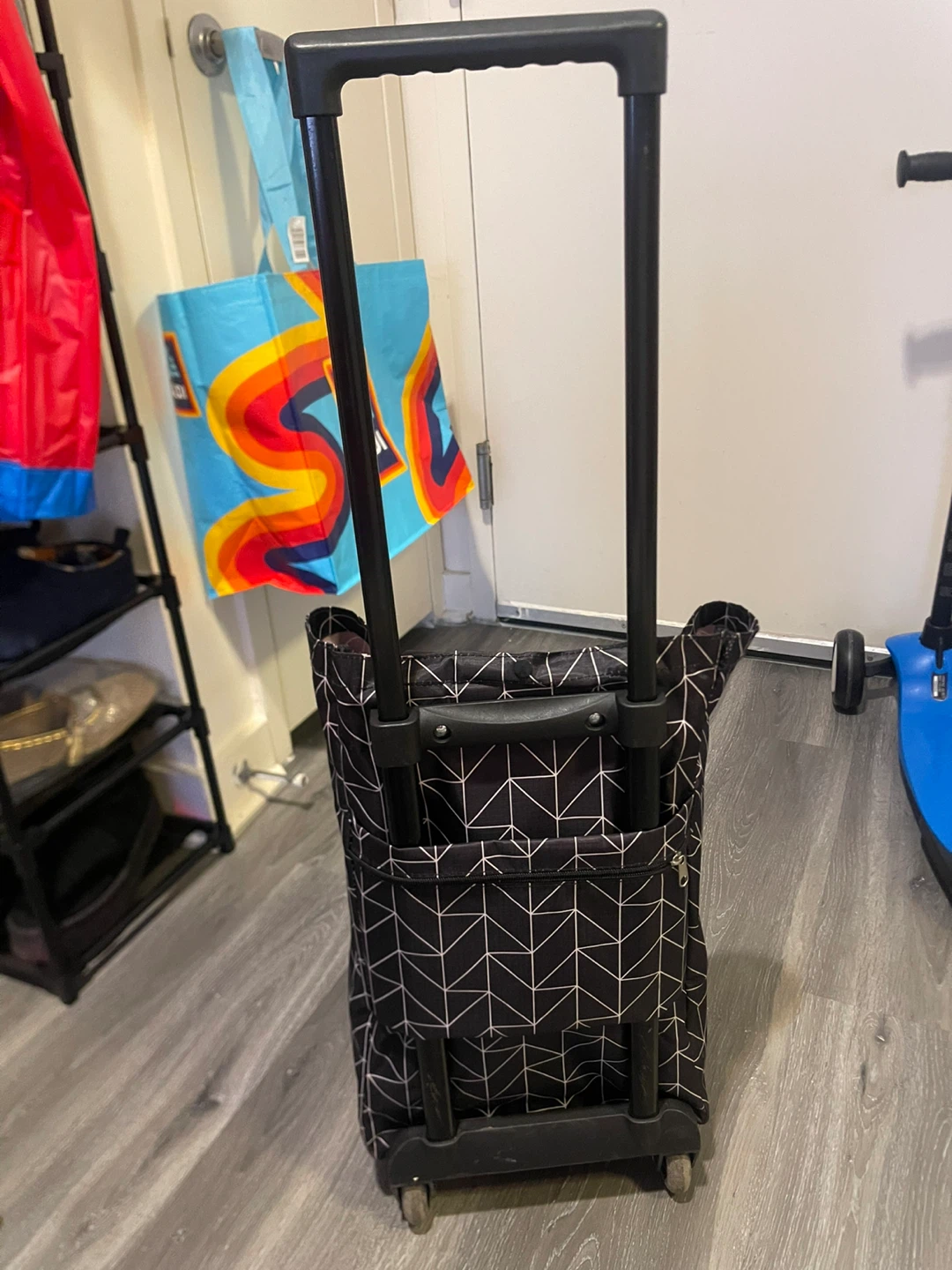 Rolling Shopping Cart Bag - Black Geometric Pattern - photo 2