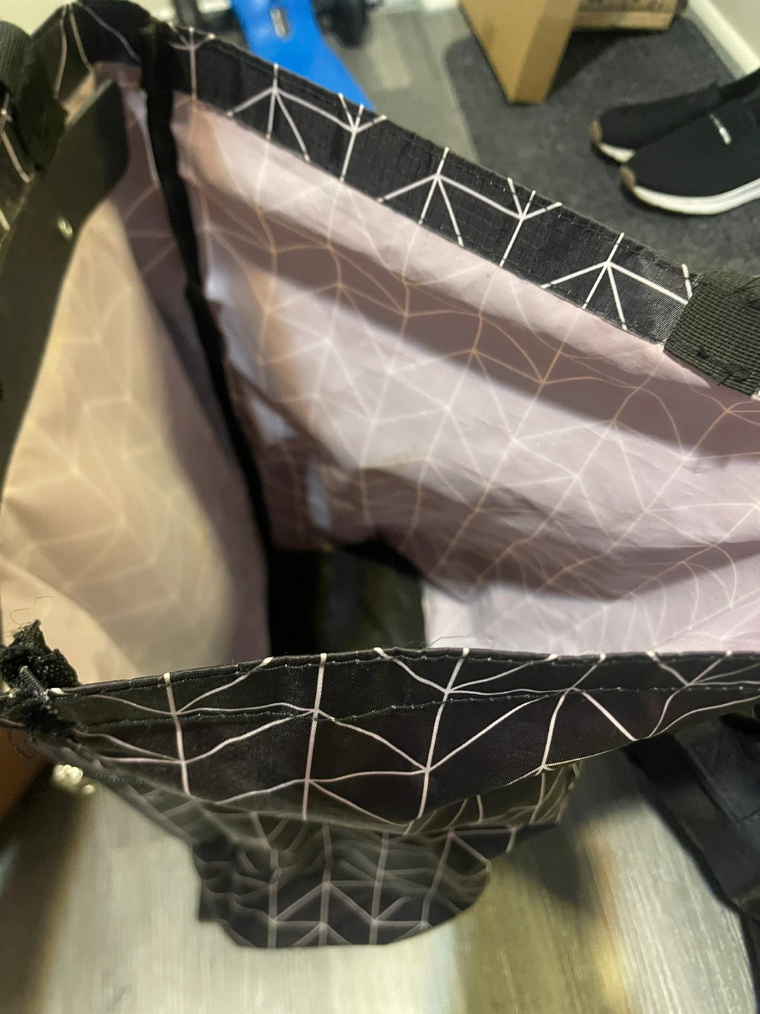 Rolling Shopping Cart Bag - Black Geometric Pattern - photo 4