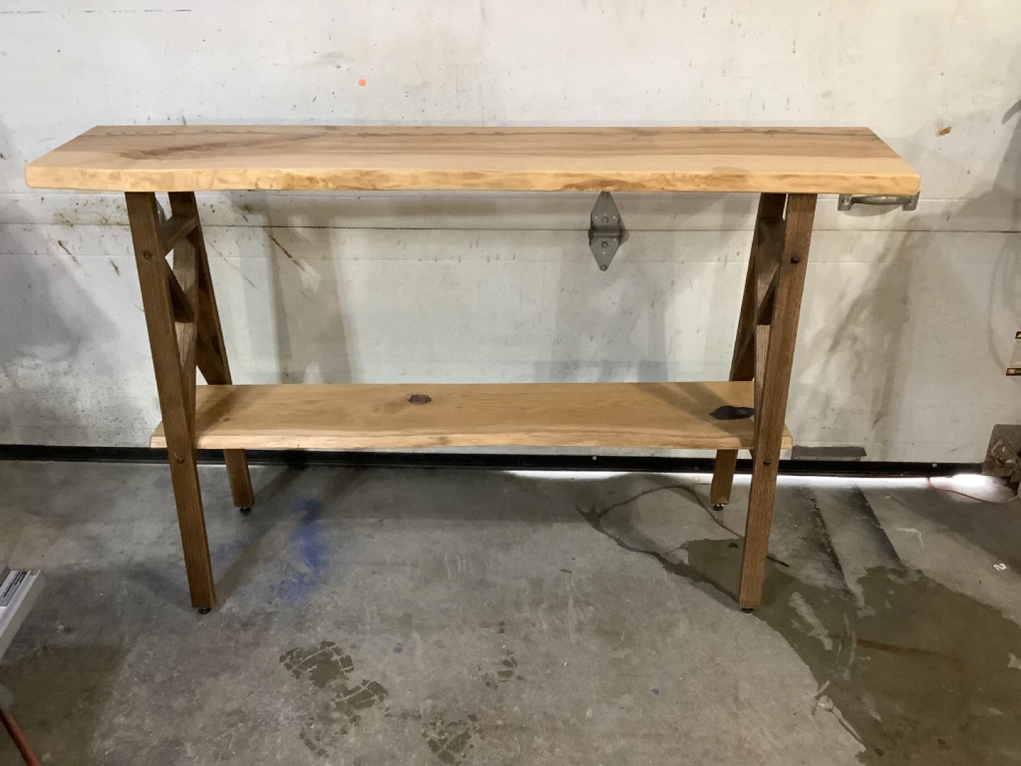 Live Edge Wood Console Table with Shelf - photo 2