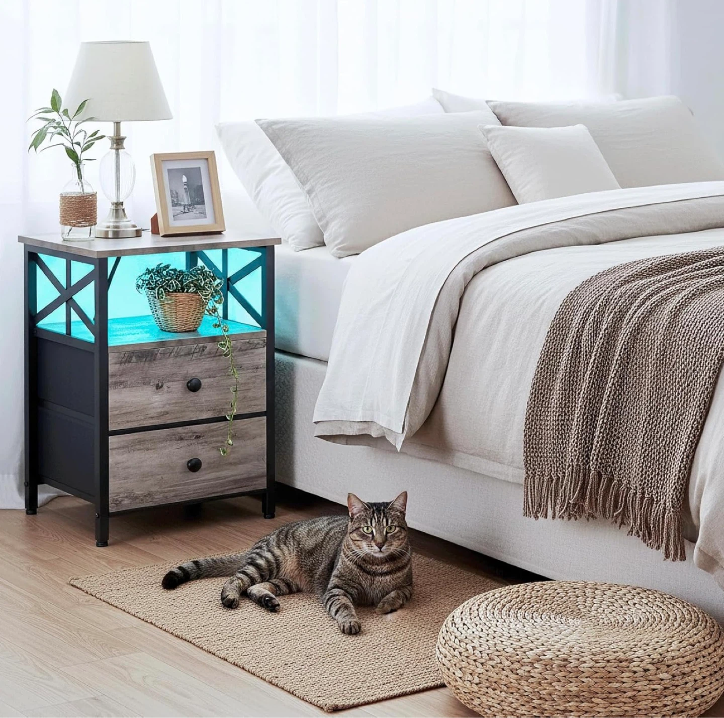 Set of 2 Nightstands with Built-in Charging Station - photo 5