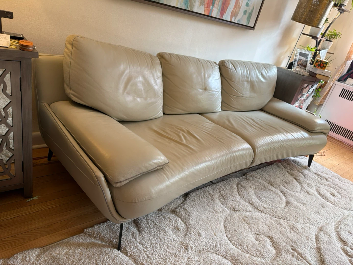 Cream Leather Sofa