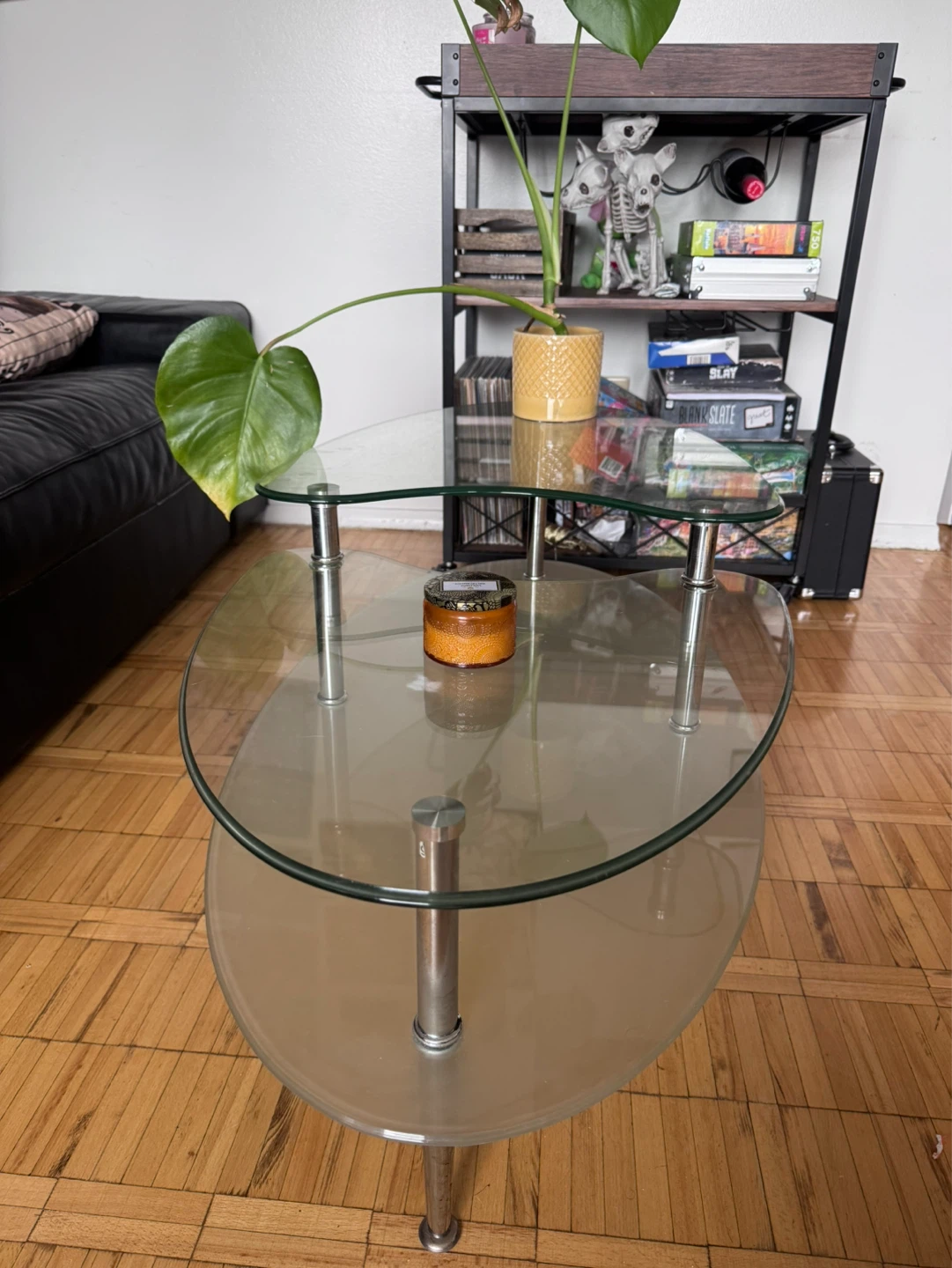 3-tier Glass and Chrome Abstract Oval Coffee Table - photo 3