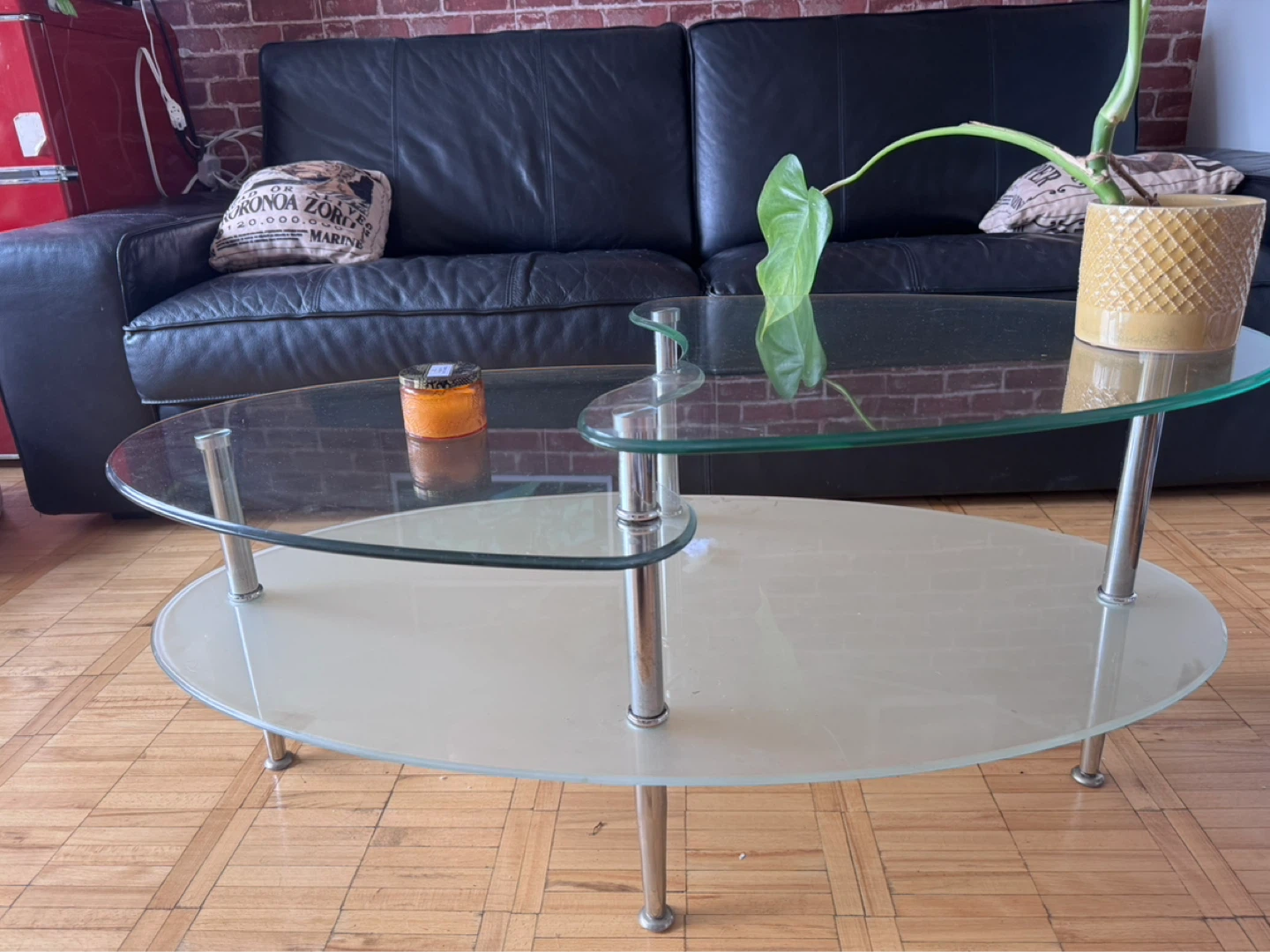 3-tier Glass and Chrome Abstract Oval Coffee Table