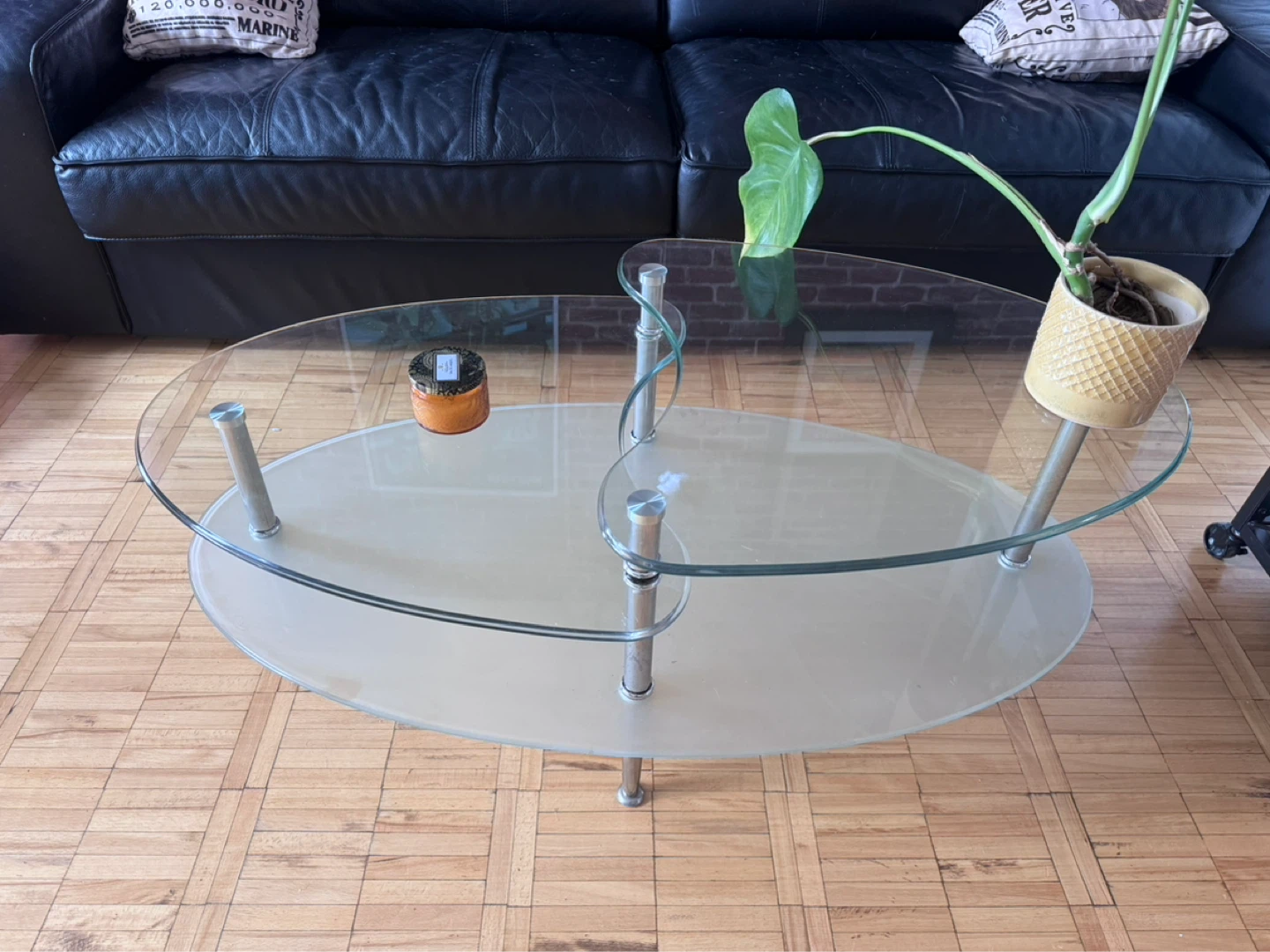 3-tier Glass and Chrome Abstract Oval Coffee Table - photo 2