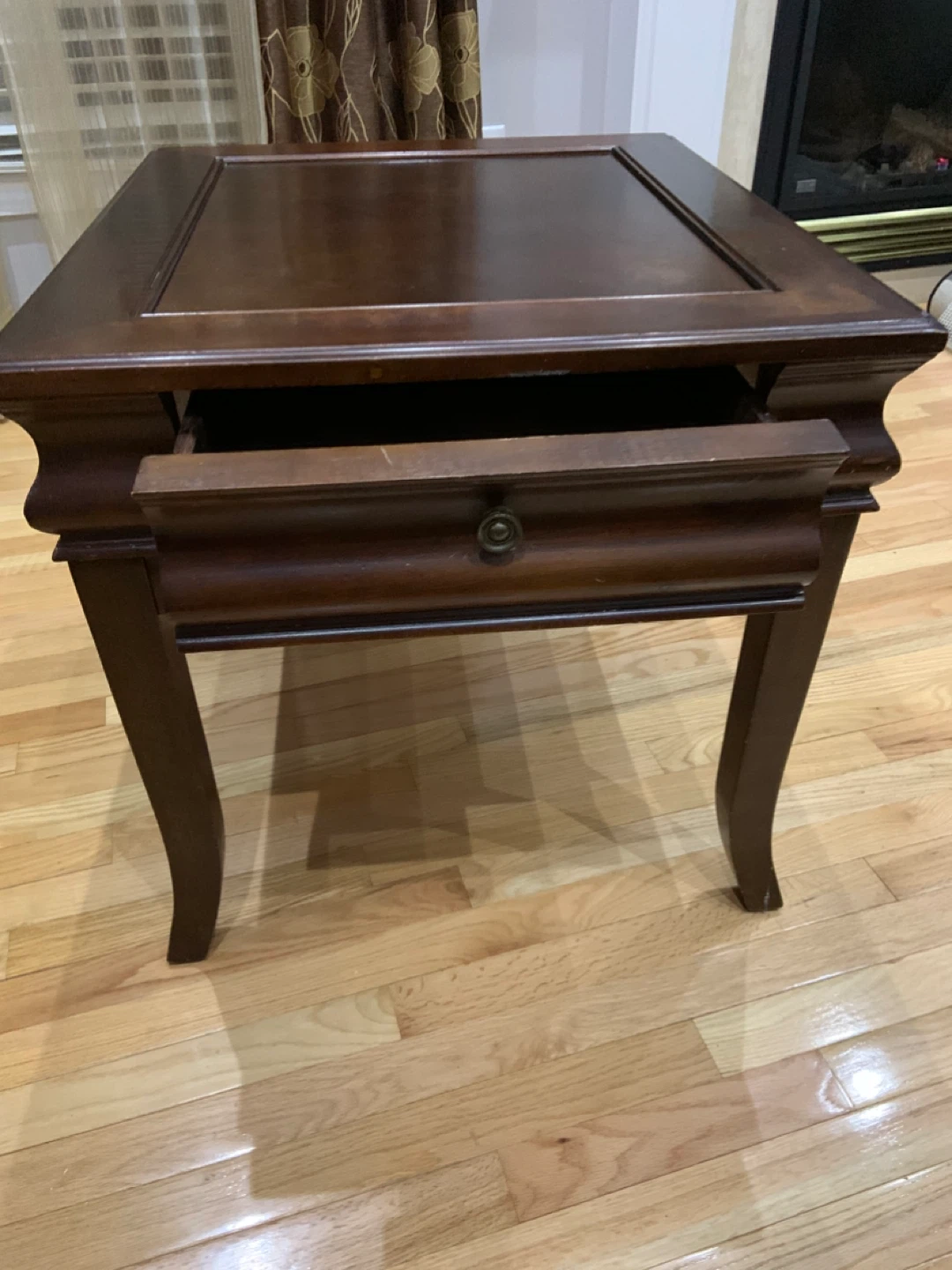 2 Dark Wood Accent Tables with Drawer - photo 2