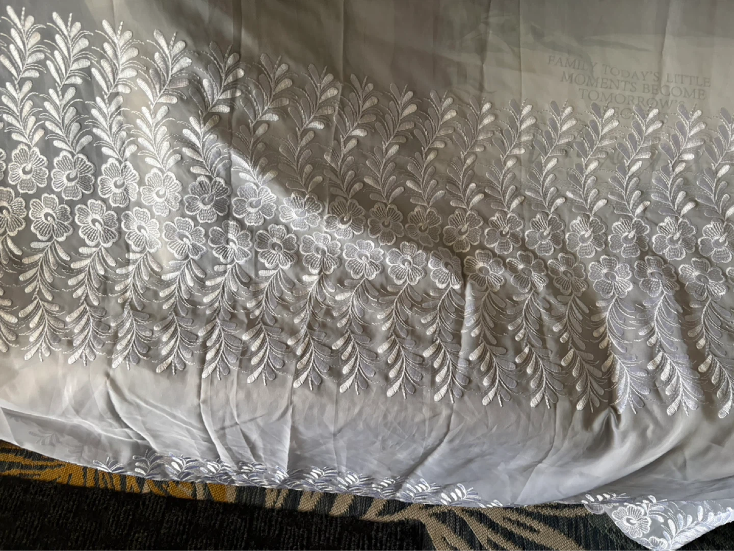 White Sheer Curtain embroidered