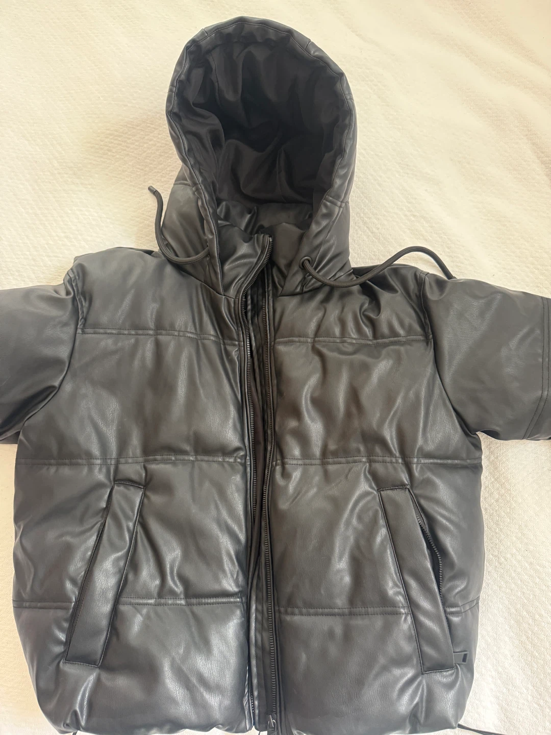 Zara Black Faux Leather Puffer Jacket - photo 2