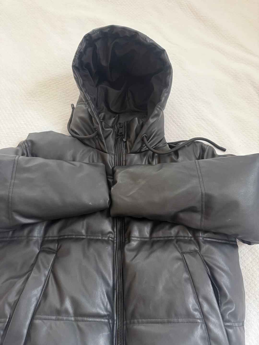 Zara Black Faux Leather Puffer Jacket - photo 3
