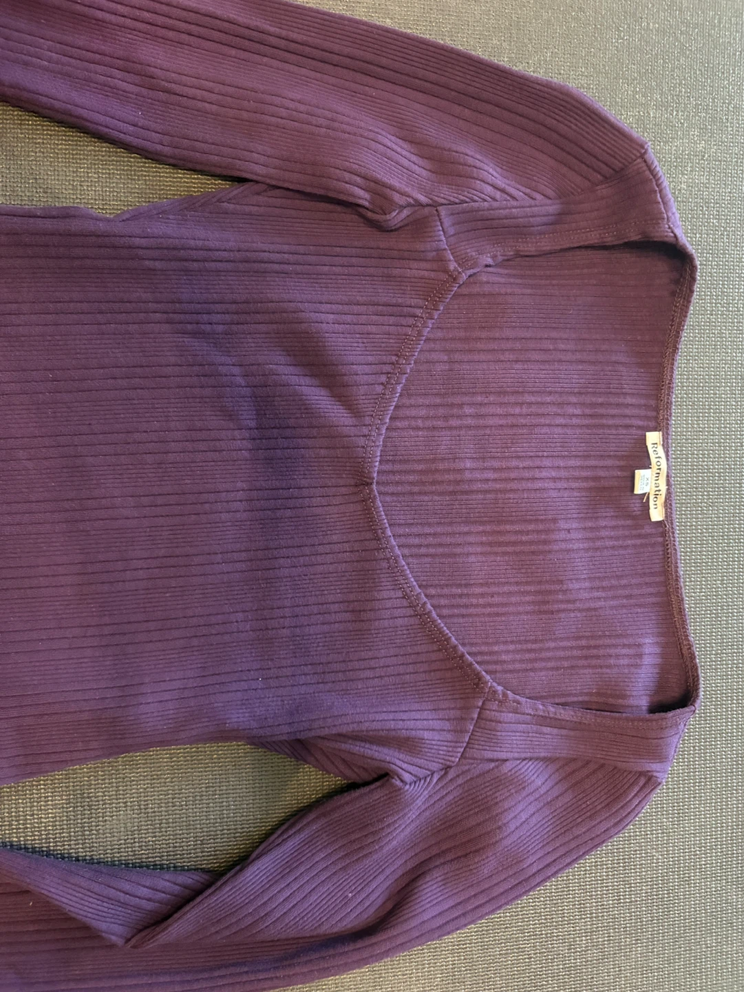 Reformation Ribbed Long Sleeve Top XS Purple - photo 3