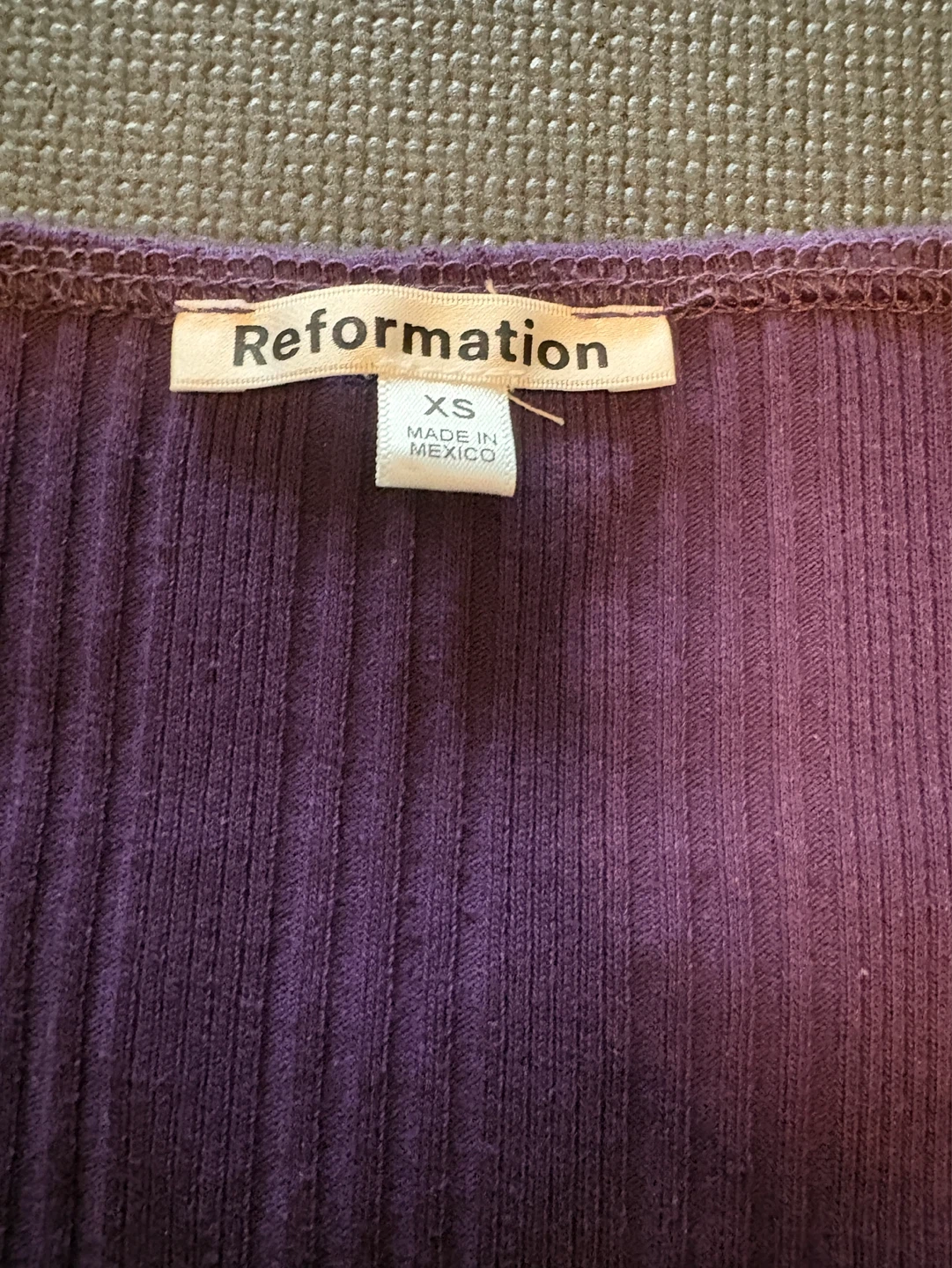 Reformation Ribbed Long Sleeve Top XS Purple - photo 2