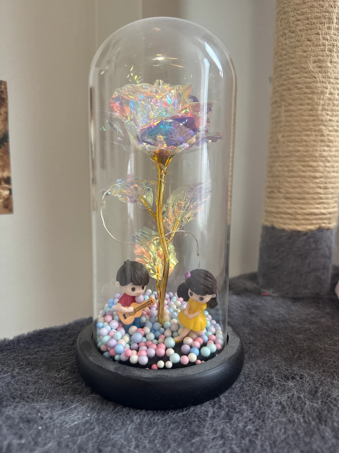 Enchanted Rose Dome with Couple Figurines