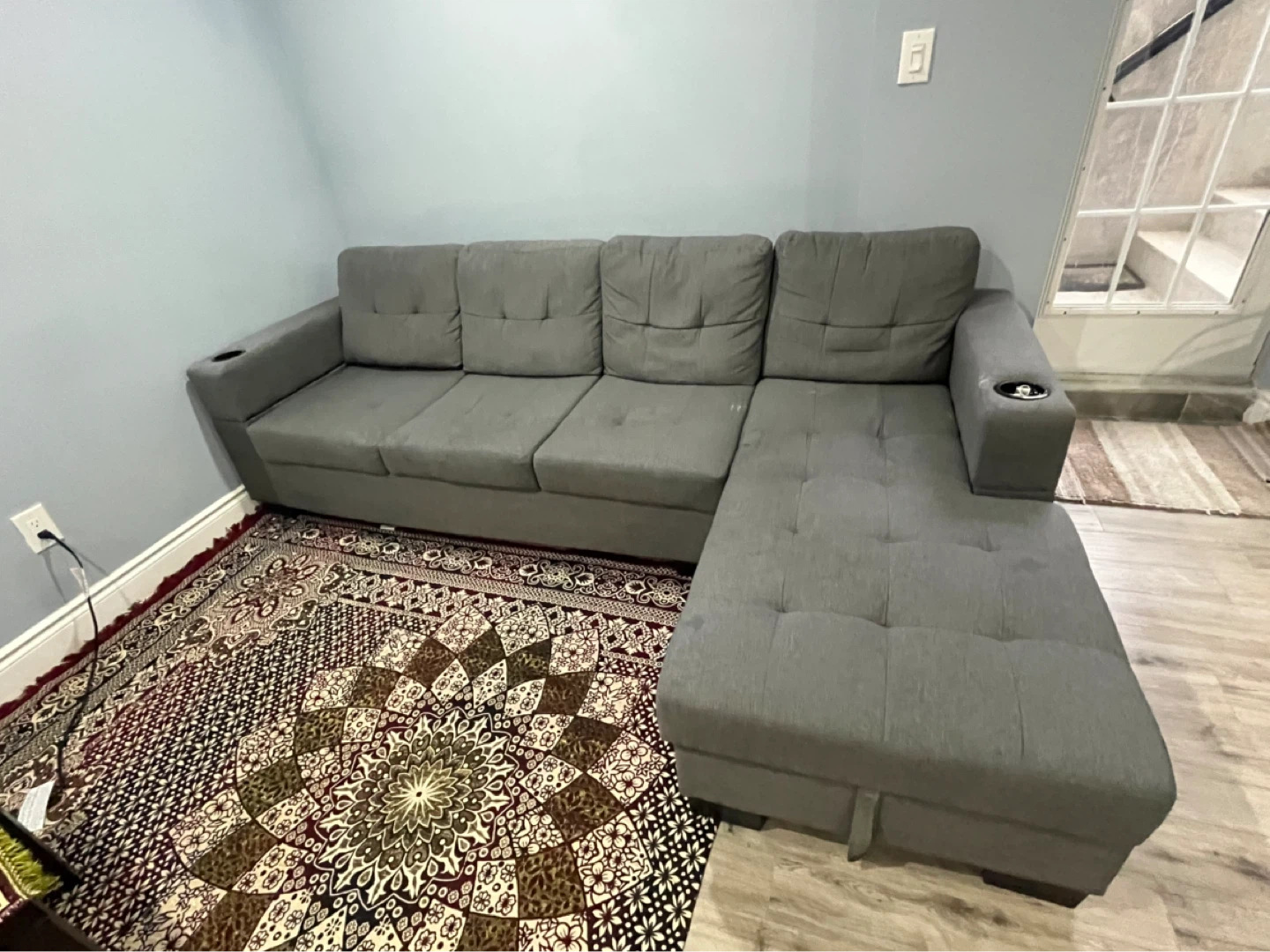 Grey Sectional Sofa with Storage