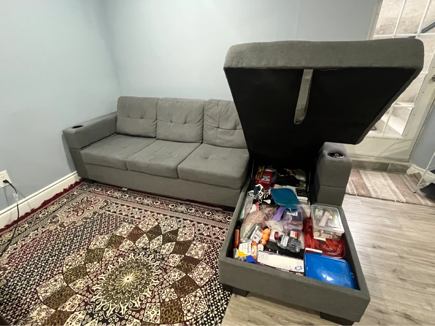 Grey Sectional Sofa with Storage - photo 2
