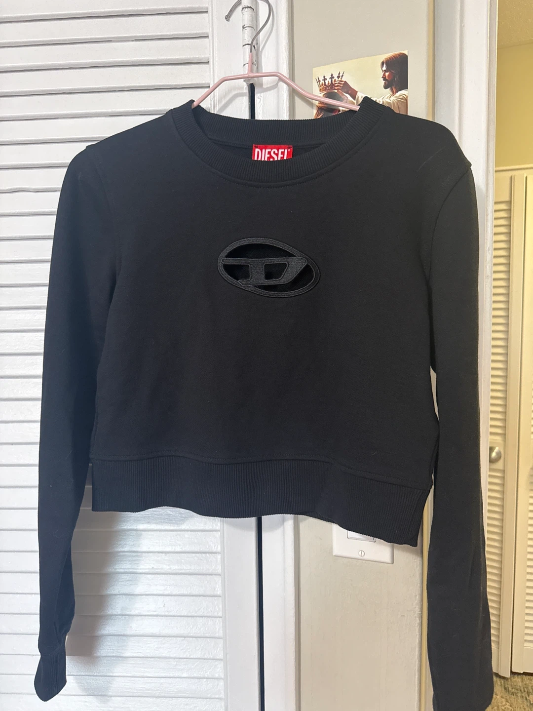 Black Diesel Cropped Long Sleeve Sweatshirt