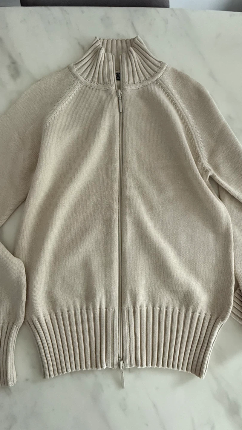 Modissa Cotton Zip-Up Sweater - Size S - photo 3