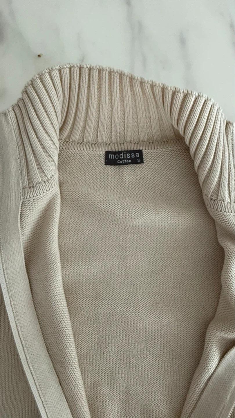 Modissa Cotton Zip-Up Sweater - Size S