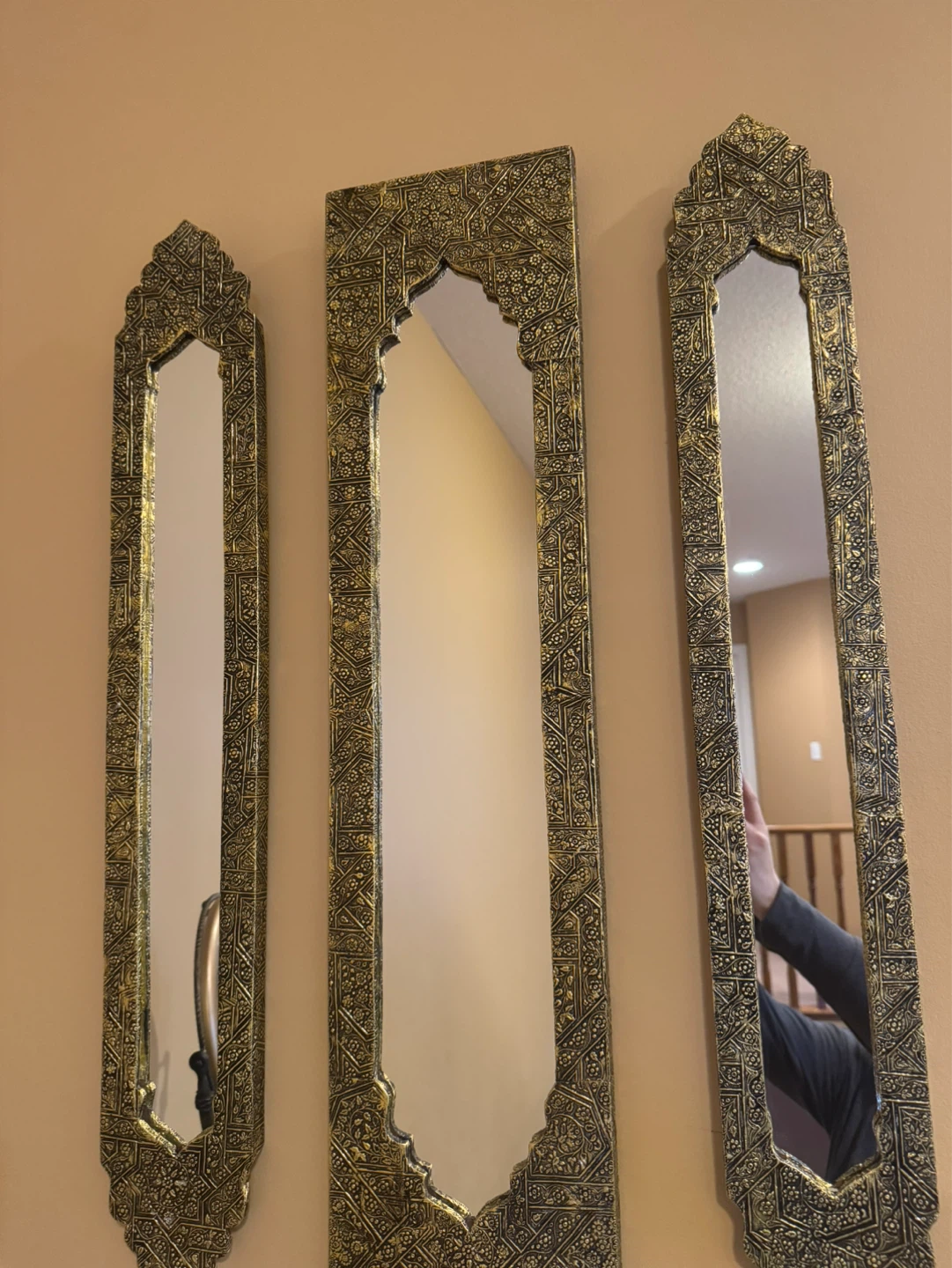 Set of 3 Ornate Gold Mirrors