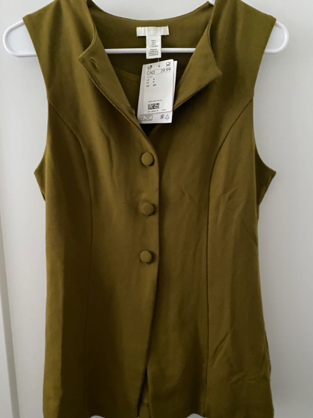H&M Sleeveless Vest Olive Green Size S - photo 2