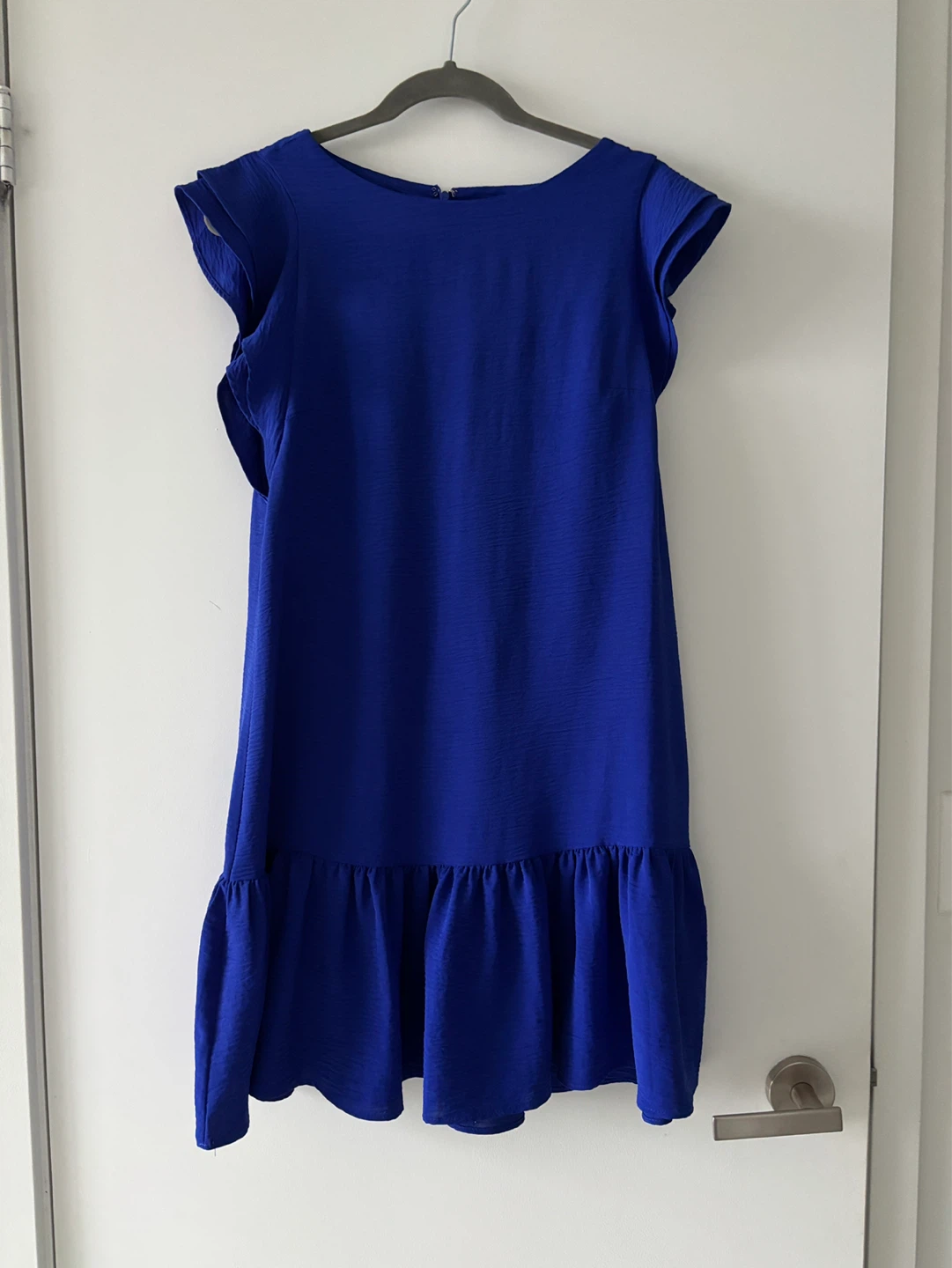 DKNY Royal Blue Ruffle Sleeve Dress - Size 8