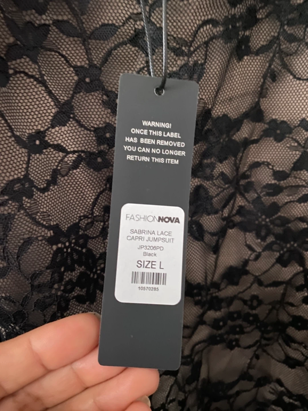 Fashion Nova Sabrina Lace Capri Jumpsuit Black Size L