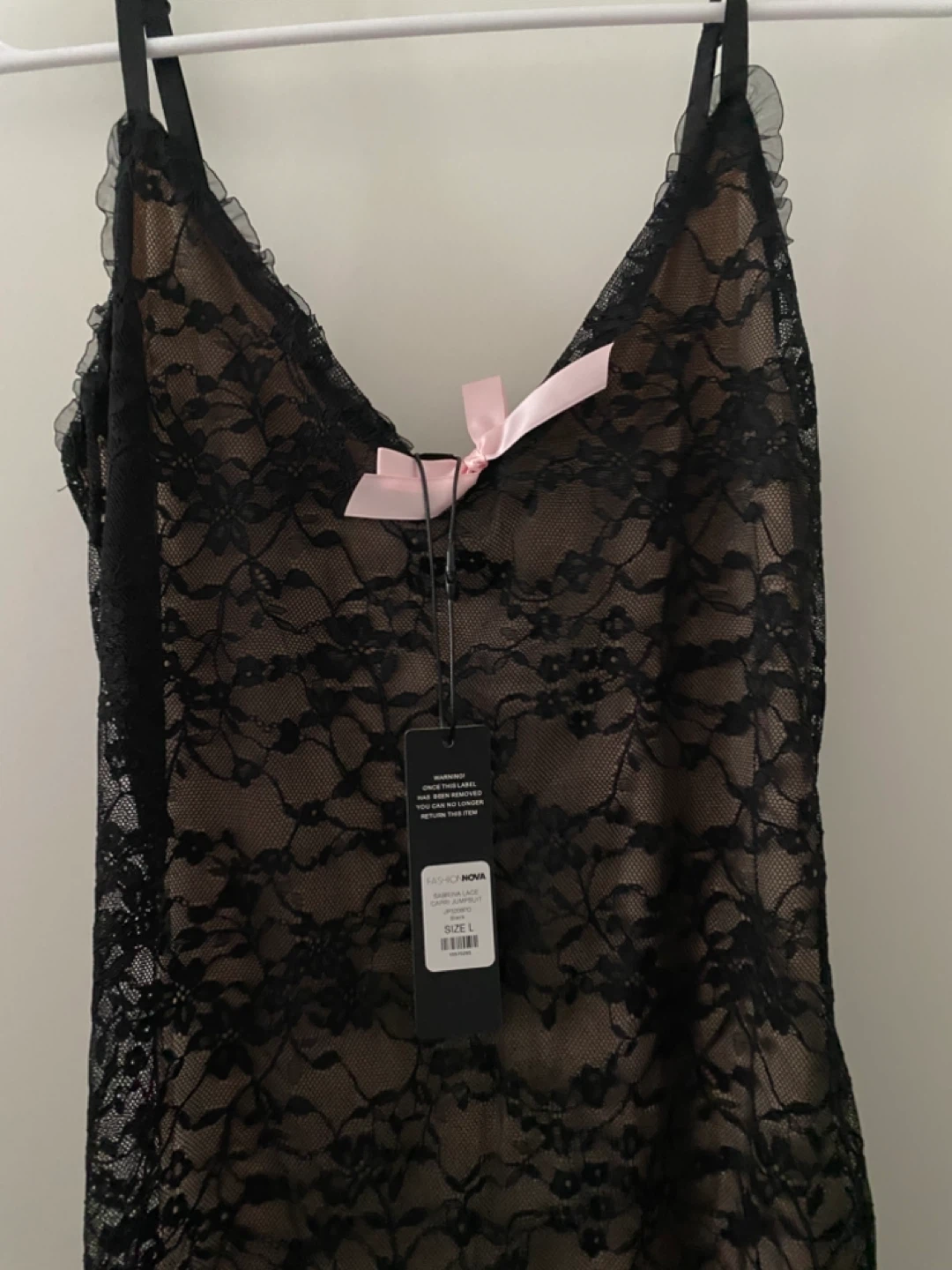 Fashion Nova Sabrina Lace Capri Jumpsuit Black Size L - photo 5