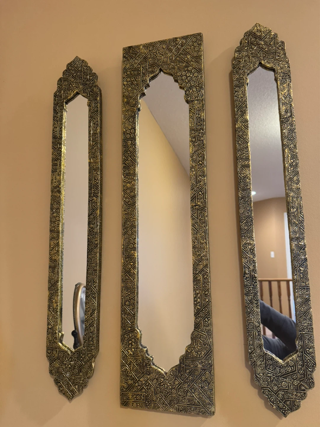 Set of 3 Ornate Gold Mirrors - photo 2