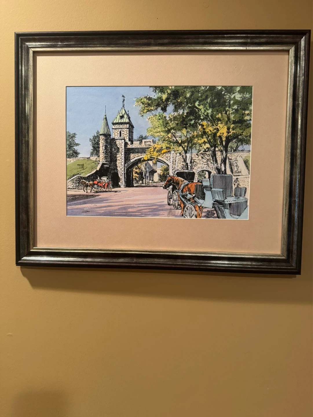 Framed Art Print - Horse Drawn Carriages at Castle Gate