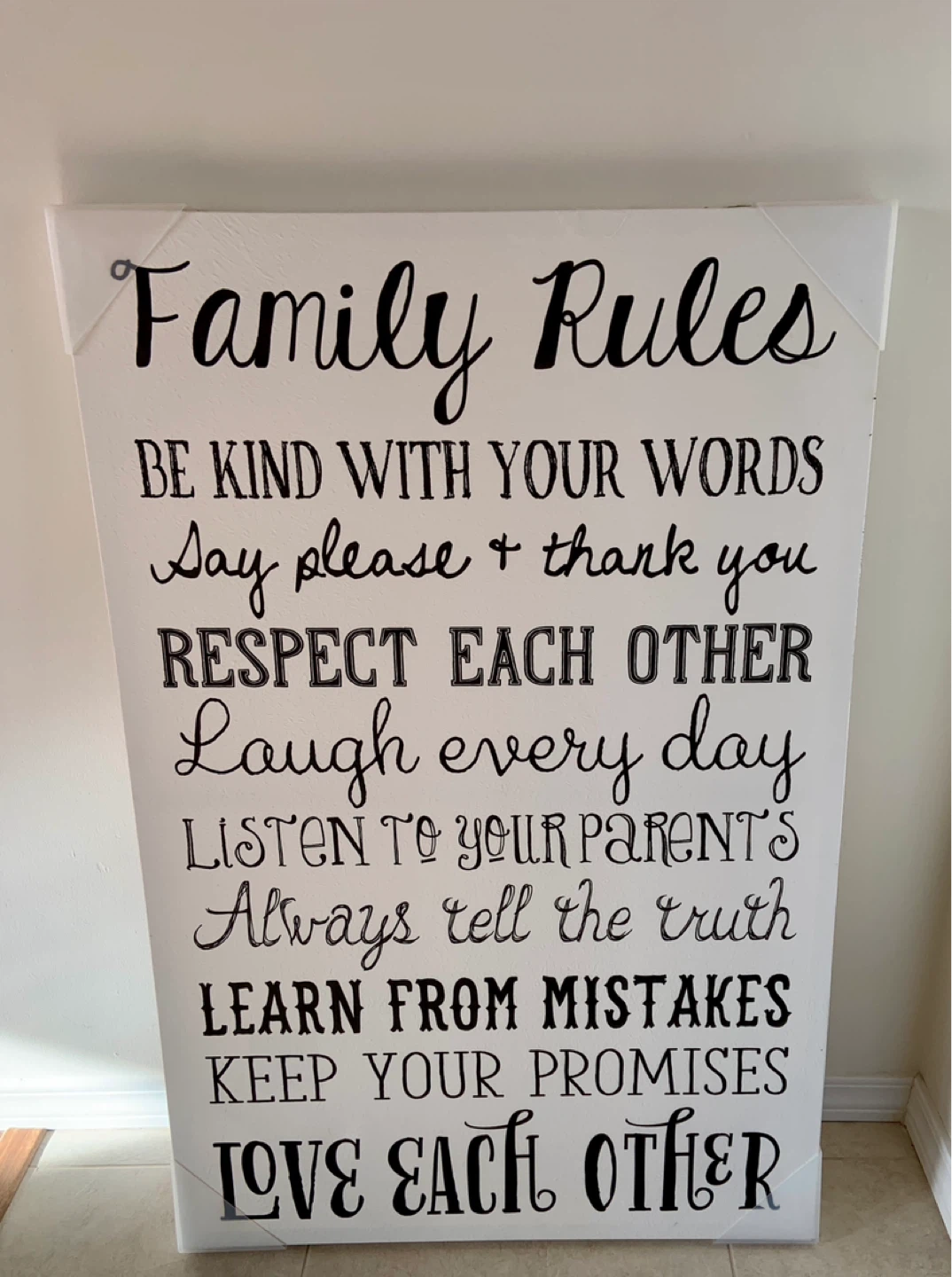 Family Rules Wooden Sign