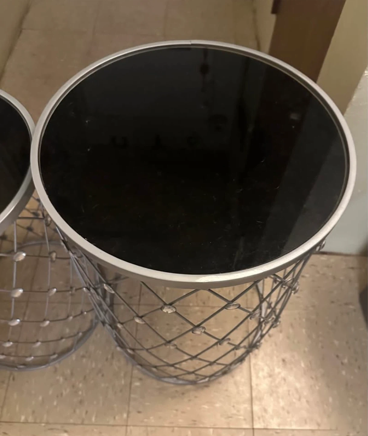 Set of 2 Decorative Side Tables with Black Glass Tops - photo 3