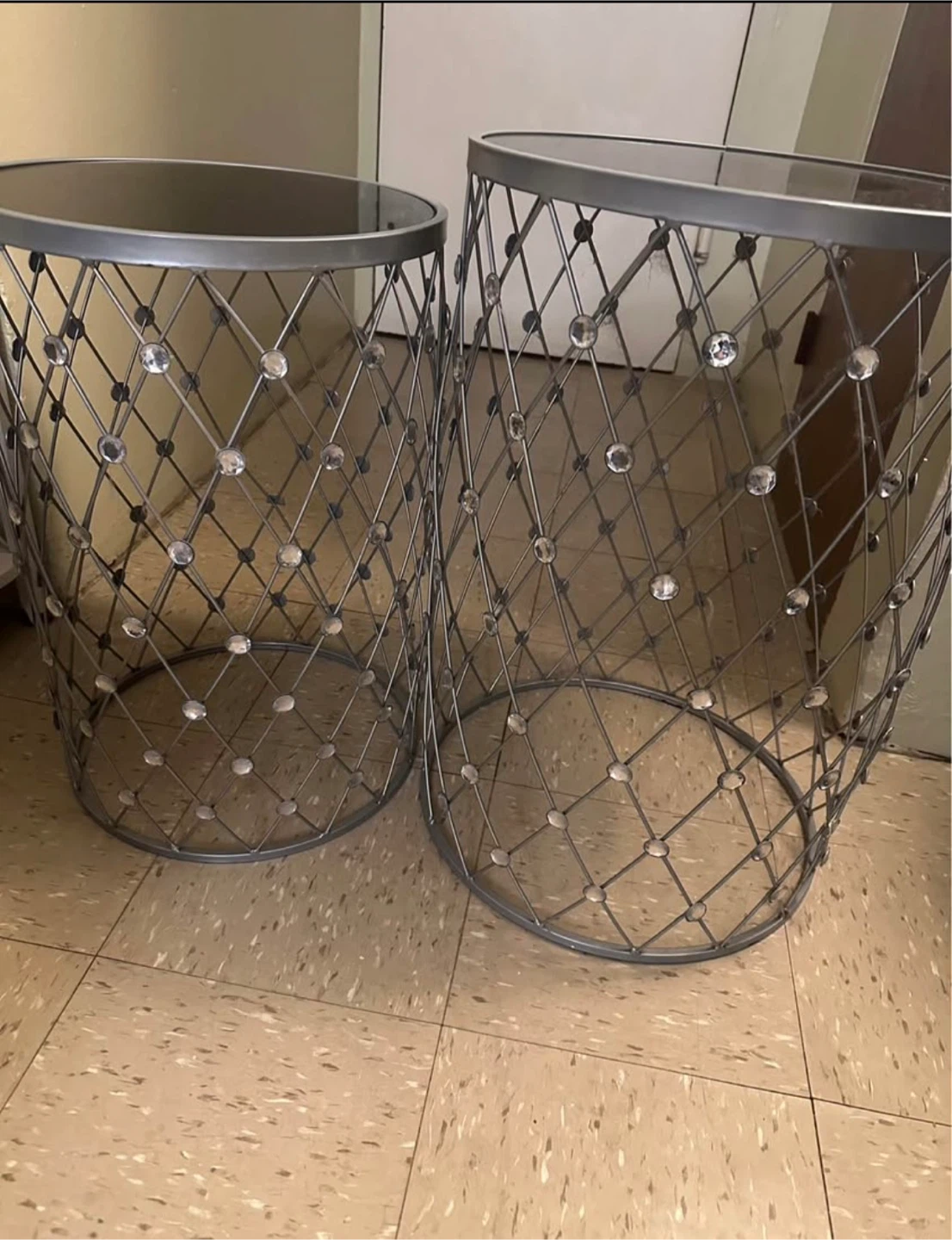 Set of 2 Decorative Side Tables with Black Glass Tops - photo 2