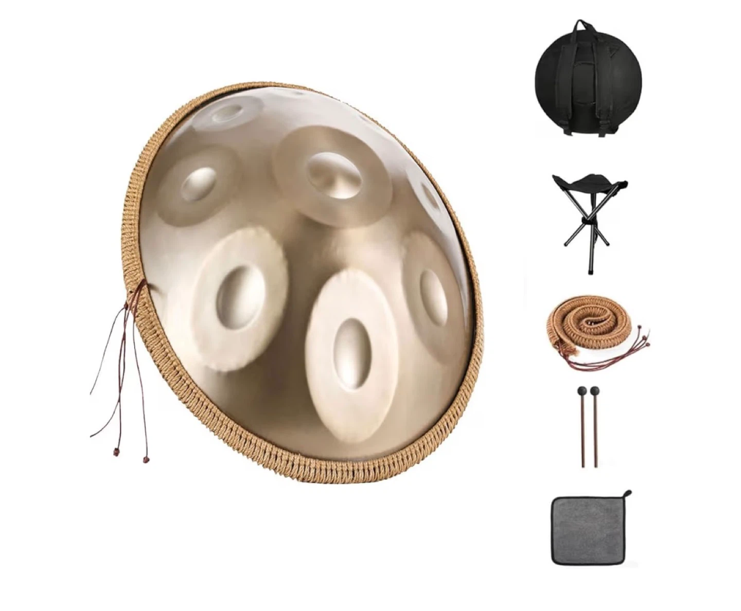 Handpan Drum 22 inch with Stand, Mallets, Bag & Cloth