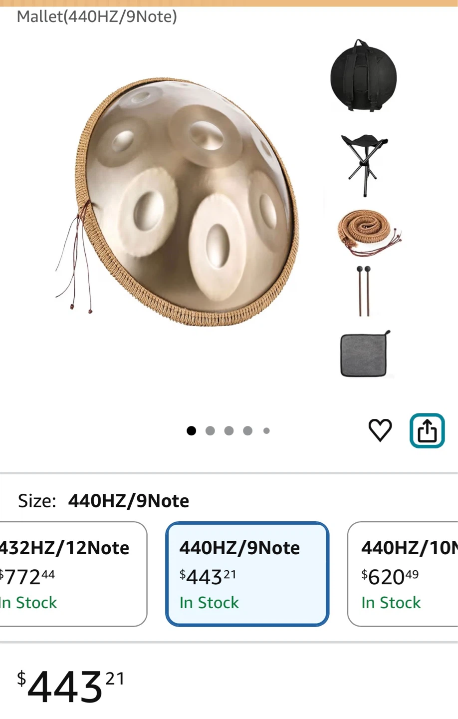 Handpan Drum 22 inch with Stand, Mallets, Bag & Cloth - photo 2