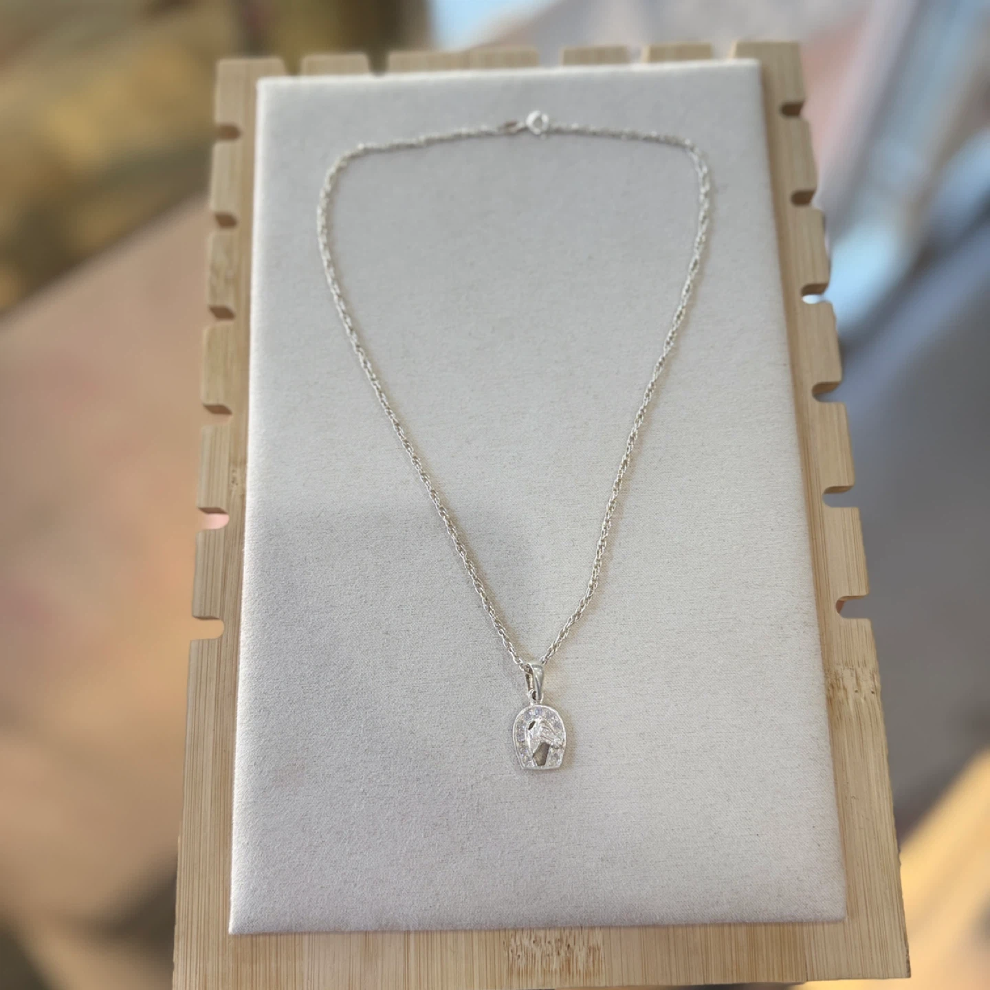 Silver Horse & Horseshoe Pendant Necklace
