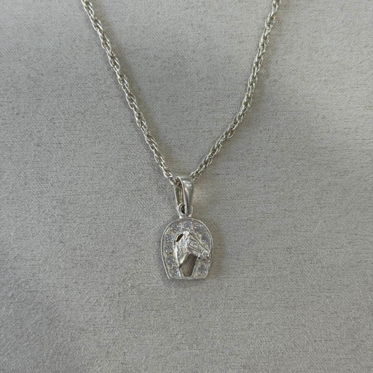 Silver Horse & Horseshoe Pendant Necklace - photo 3