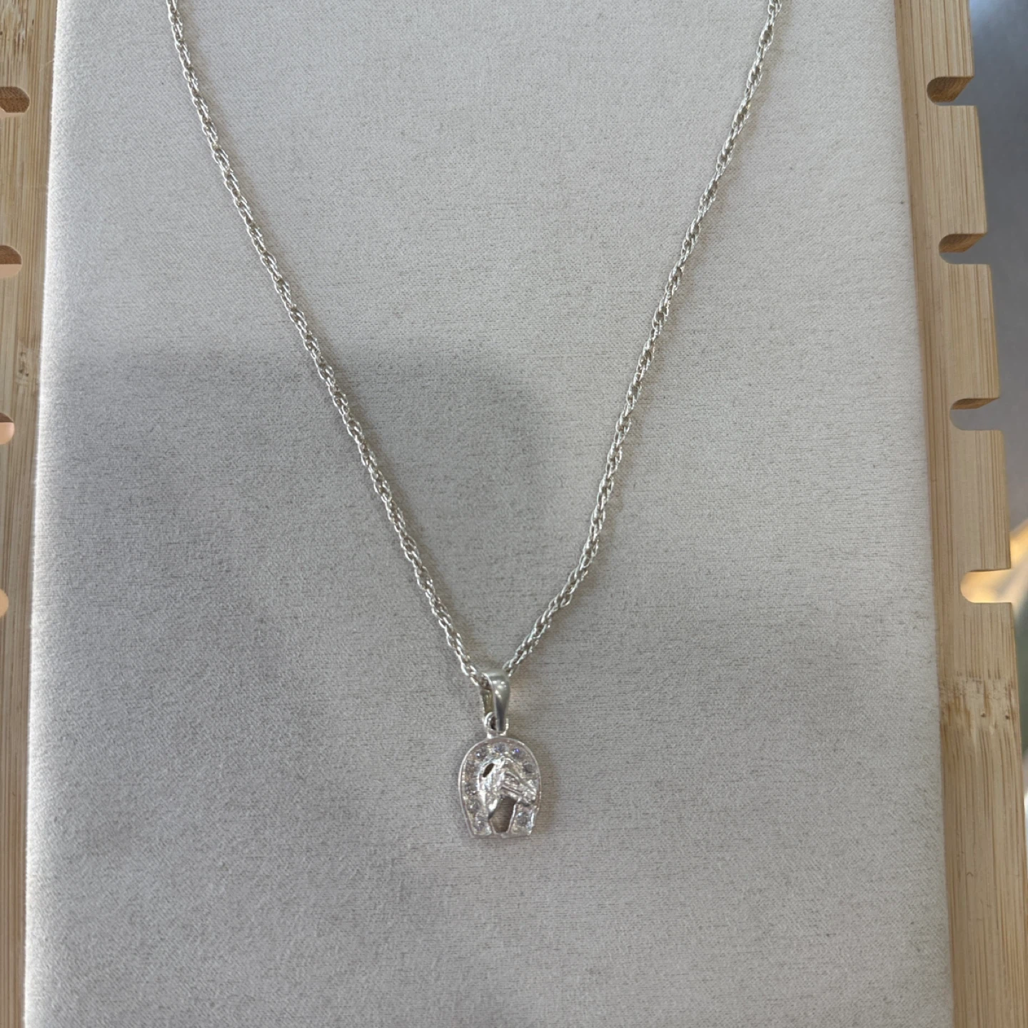 Silver Horse & Horseshoe Pendant Necklace - photo 2