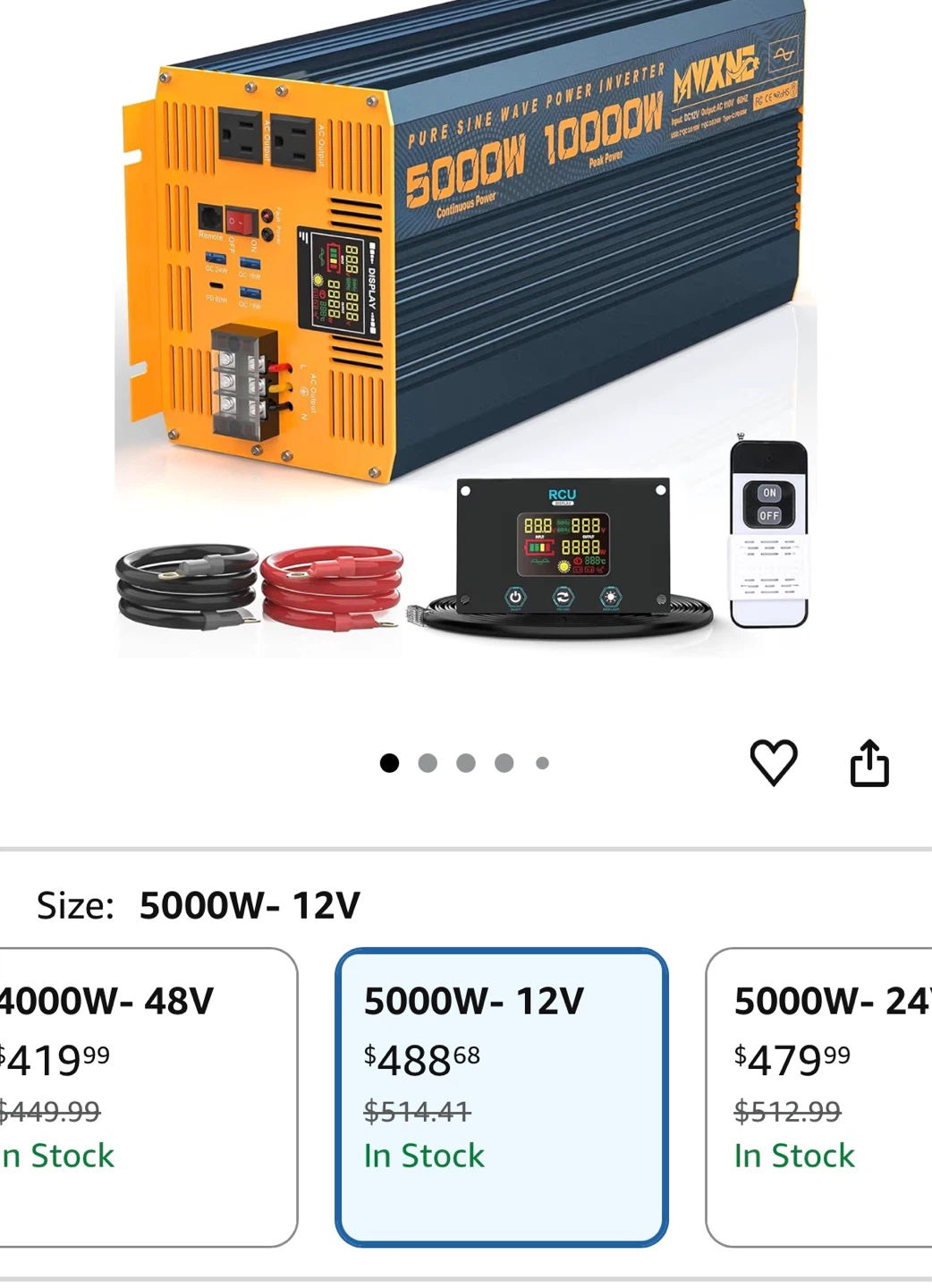 MYXNS 5000W 10000W Pure Sine Wave Power Inverter 12V - photo 5