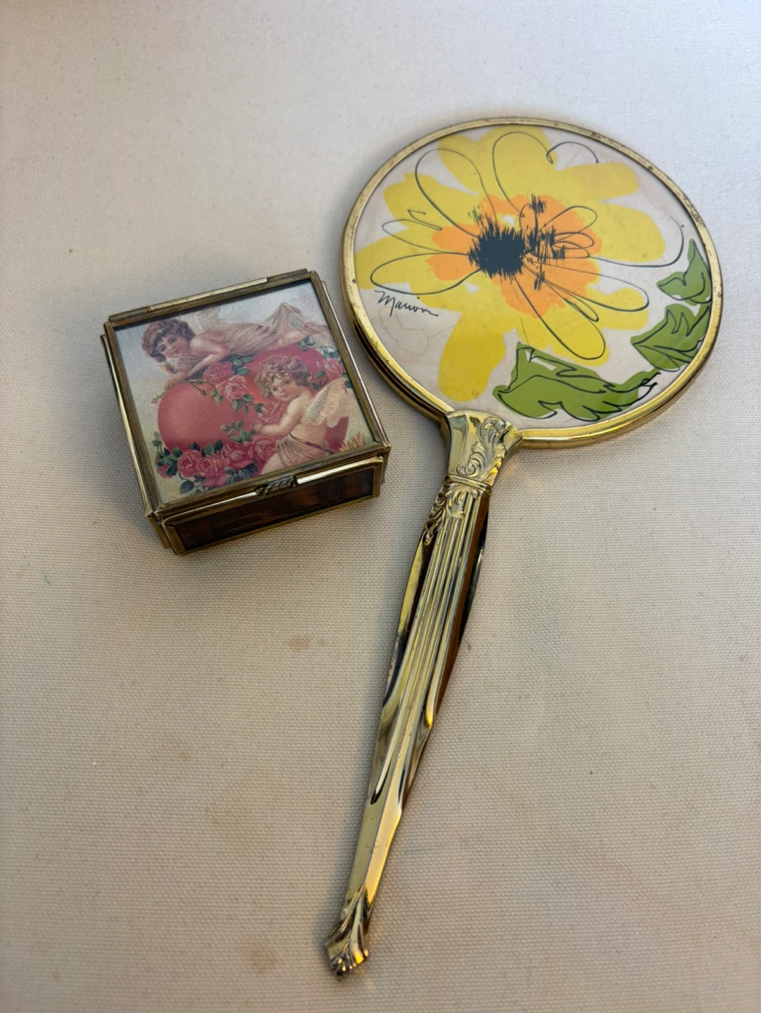Via Vermont Angel Jewelry Box & Retro Hand Mirror by Marion. - photo 3