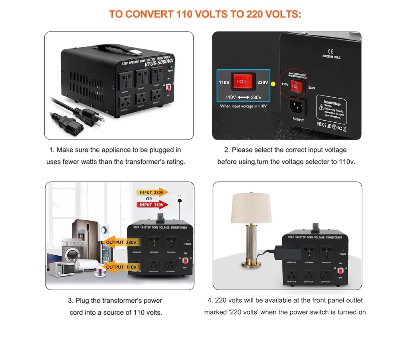 YINLEADER VTUS-5000VA Step Up/Down Voltage Transformer - photo 4