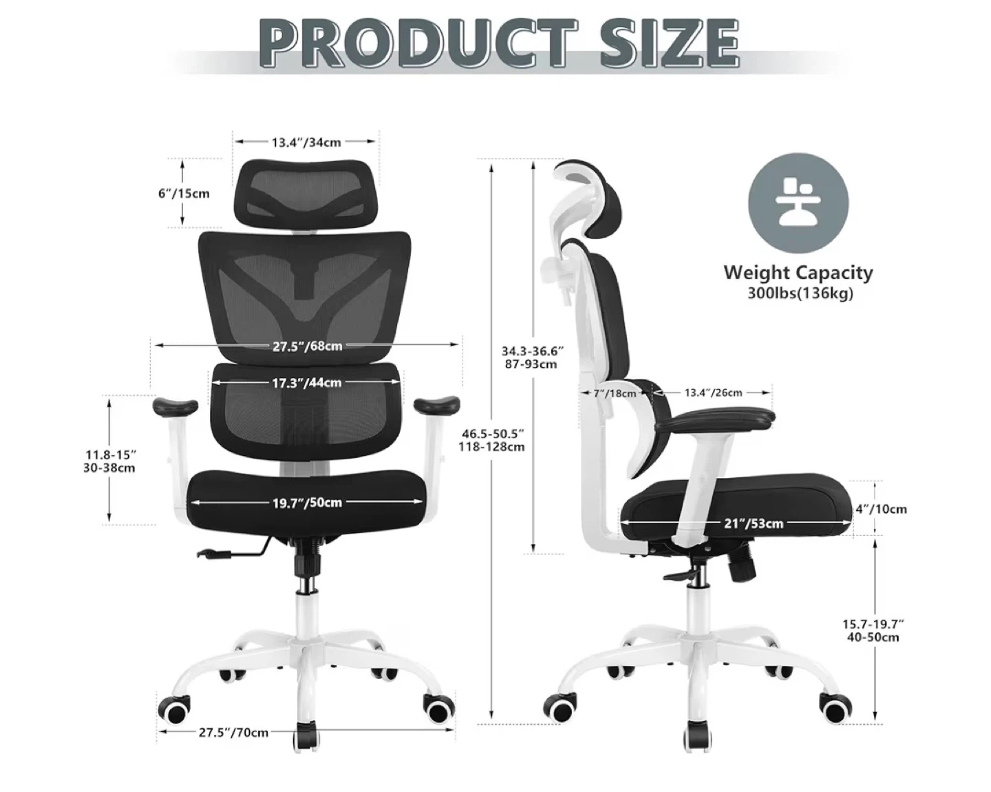 Black Ergonomic Office Chair WR-999-S - photo 2