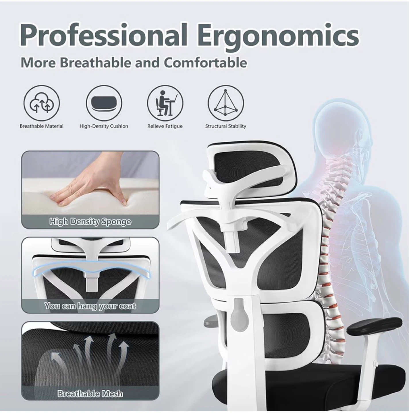 Black Ergonomic Office Chair WR-999-S - photo 3