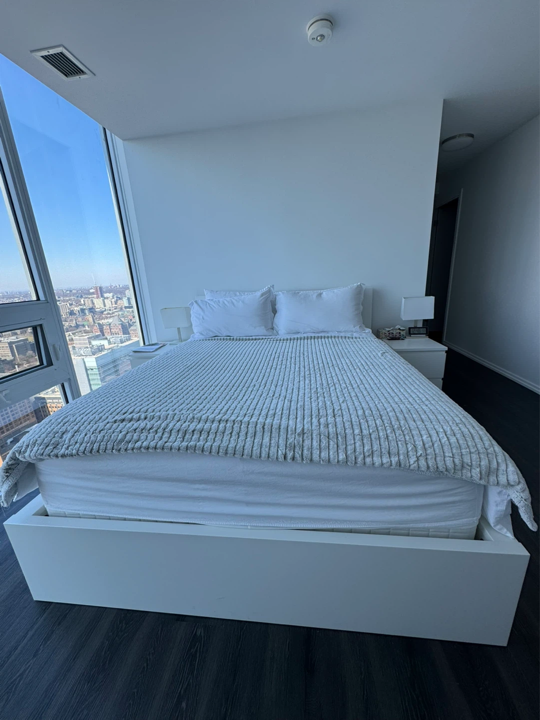 Ikea MALM Queen bed w/ mattress and side tables