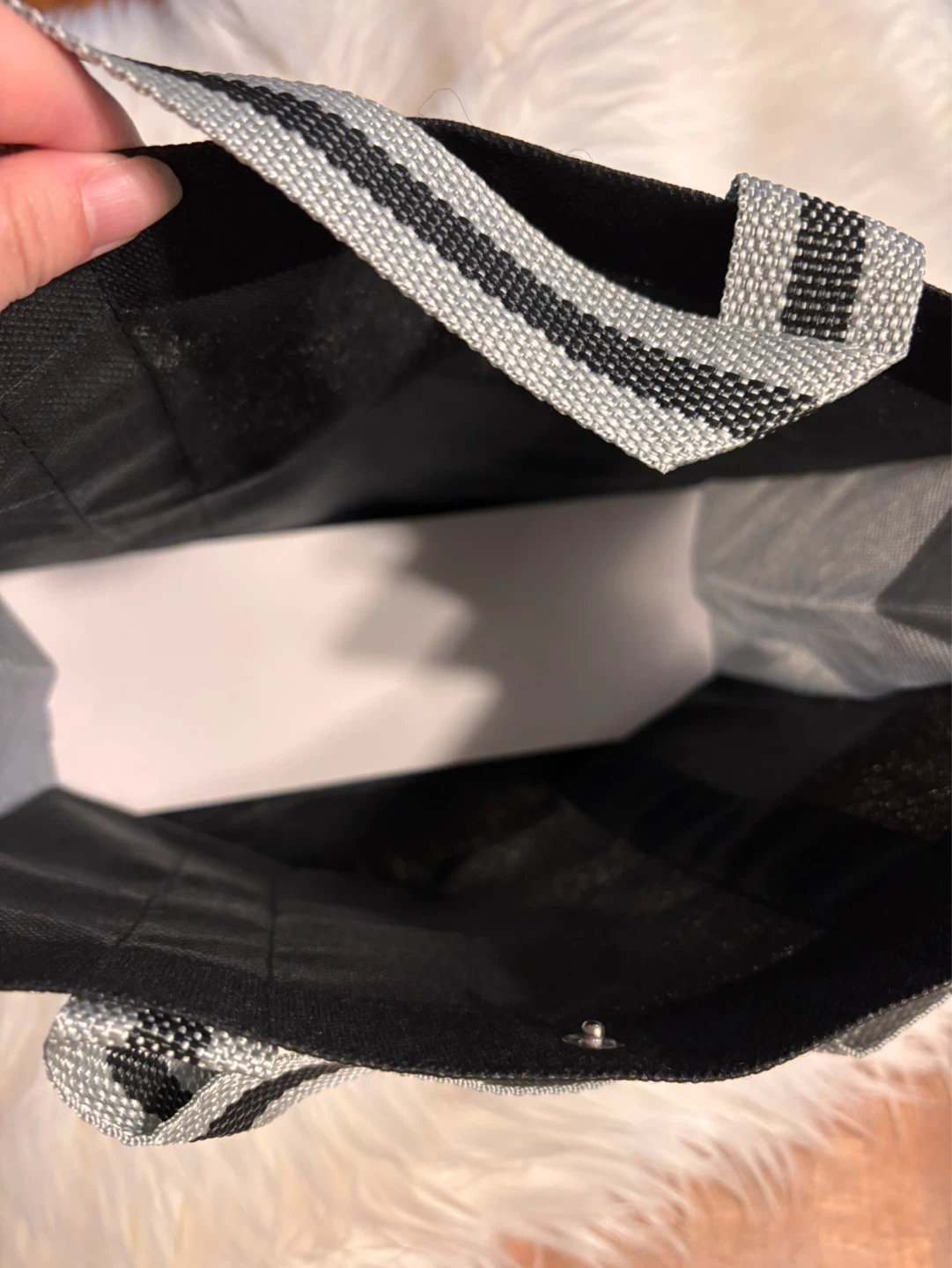 Black Tote Bag with Grey Stripes - photo 2