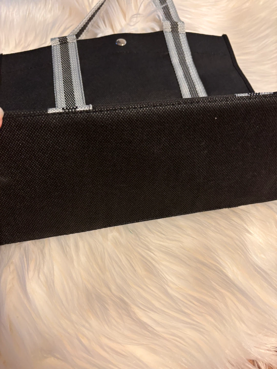 Black Tote Bag with Grey Stripes - photo 4