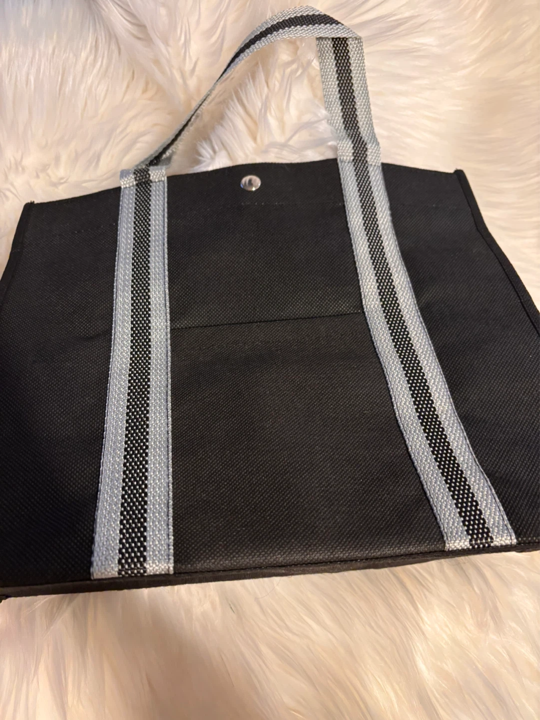 Black Tote Bag with Grey Stripes - photo 3